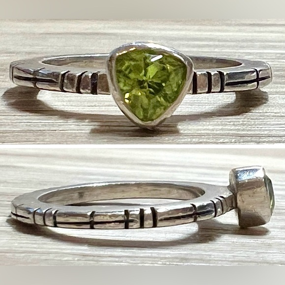 Jewelry - Vintage Southwest Fluted Sterling Silver Peridot Solitaire Ring, Size 5.5, 3g